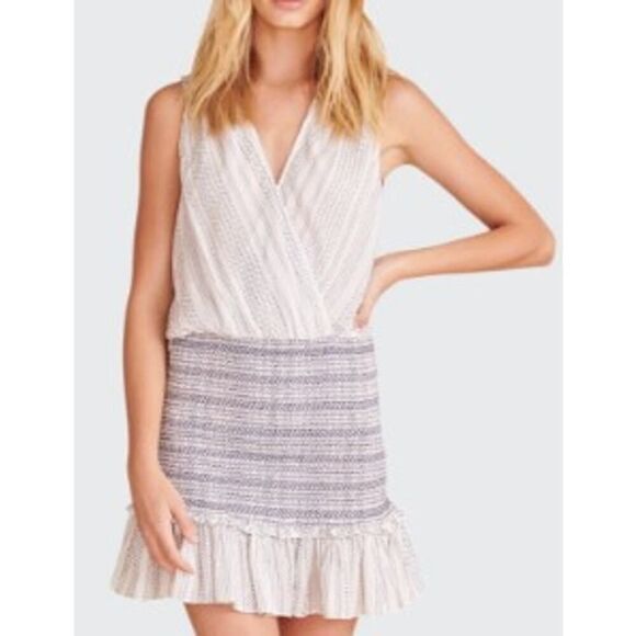 Veronica Beard Cox Smocked Flounce Coverup Mini Dress Sz. L - Picture 1 of 11